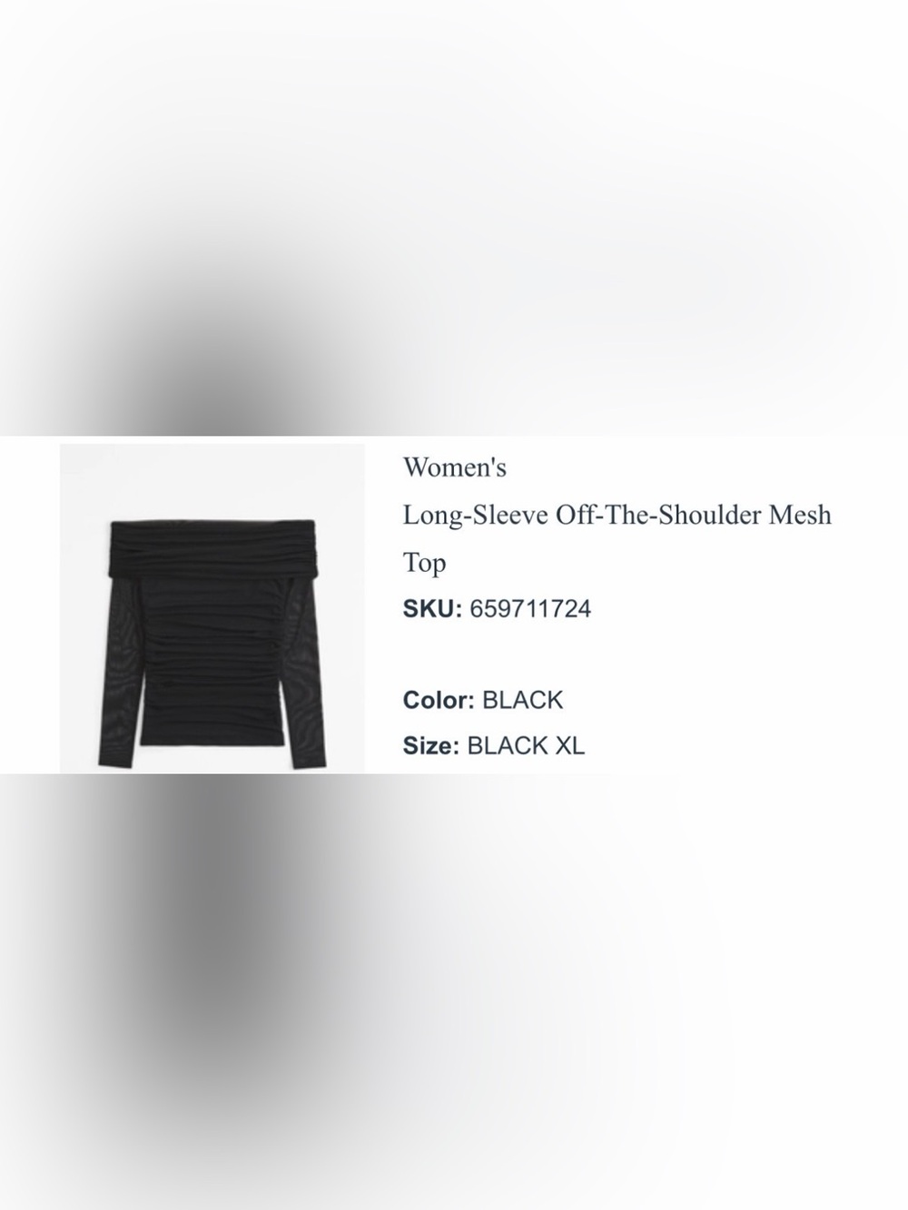 Abercrombie & Fitch Black Long-Sleeve Off-The-Shoulder Mesh Top